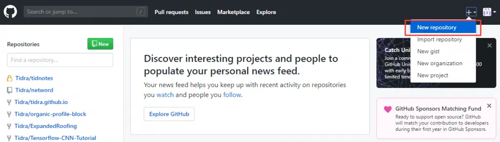 GitHub新建仓库 小tid笔记